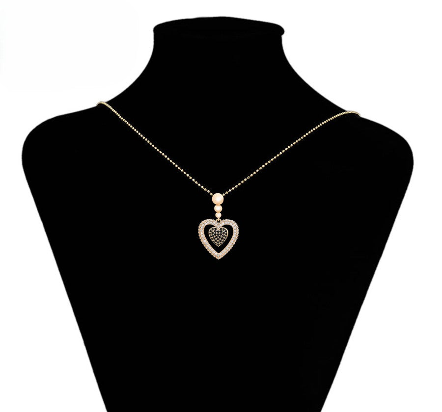 18K Gold Plated Pendant with Crystal Hearts