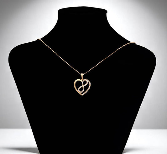 18K Gold Plated - Elegant Rose Gold Infinity Heart Pendant