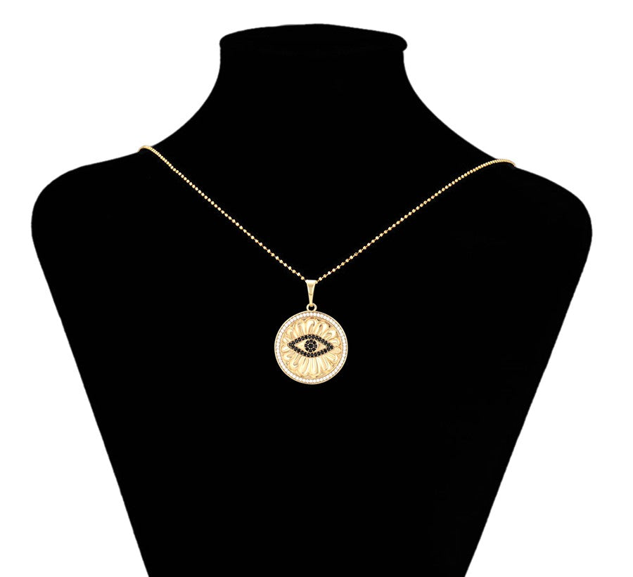 14K Gold Plated Evil Eye Pendant - 7859