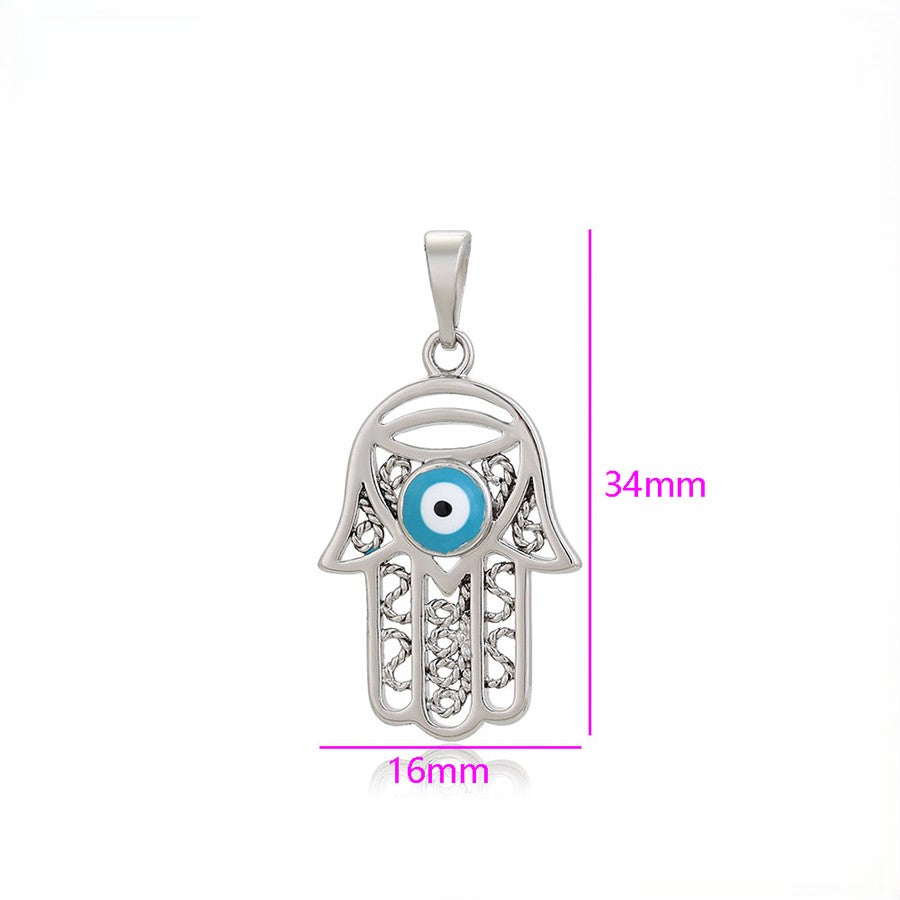 Protective Silver Hamas Hand Pendant with Evil Eye