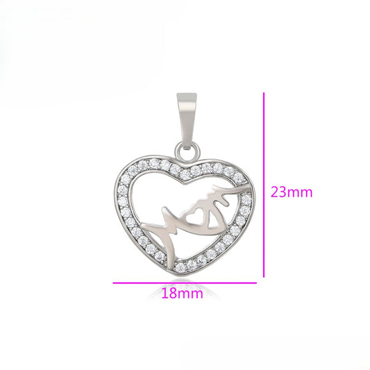 Sterling Silver Mother and Child Heart Pendant with Crystal Accents