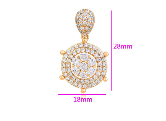 Elegant 18K Gold Plated Crystal Pave Round Pendant
