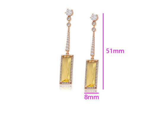 18K Gold Plated Citrine and Crystal Drop Earrings
