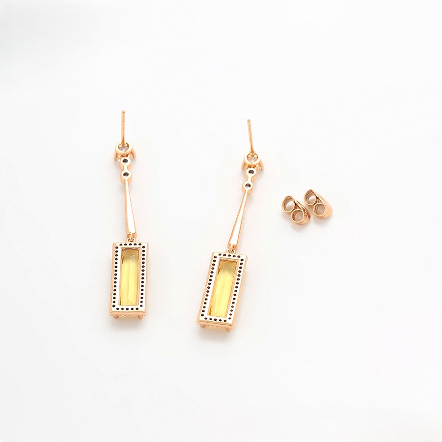 18K Gold Plated Citrine and Crystal Drop Earrings