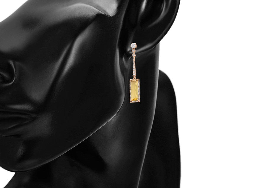 18K Gold Plated Citrine and Crystal Drop Earrings