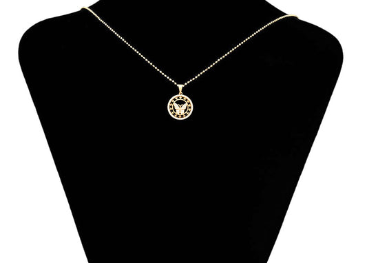 Mariposa Pave Zircon Butterfly Medallion Pendant | 18K Gold Plated Round Cutout Filigree Necklace Charm