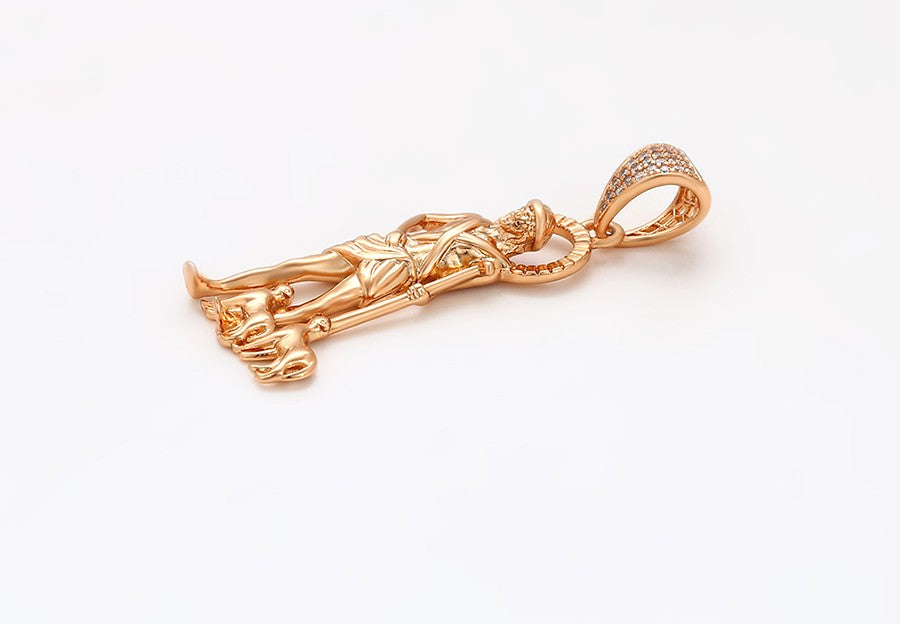 18K Gold Plated - St. Lazarus Pendant with Crystal Accents