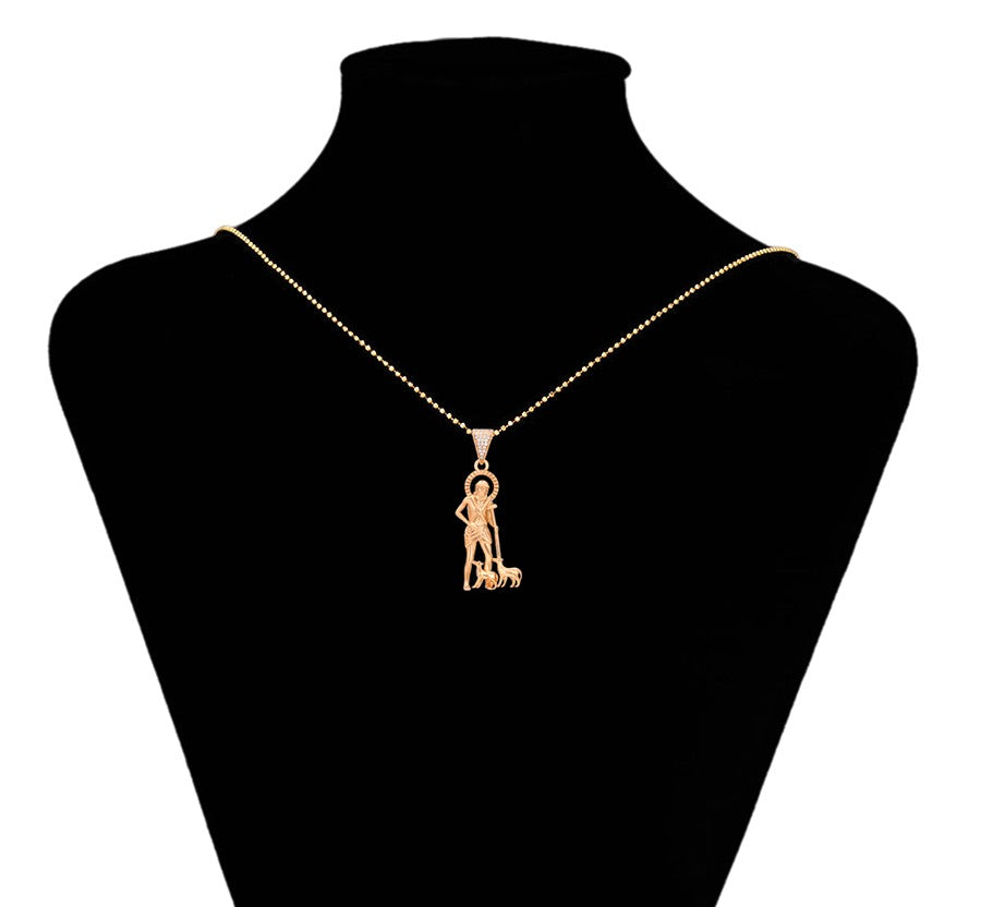 18K Gold Plated - St. Lazarus Pendant with Crystal Accents