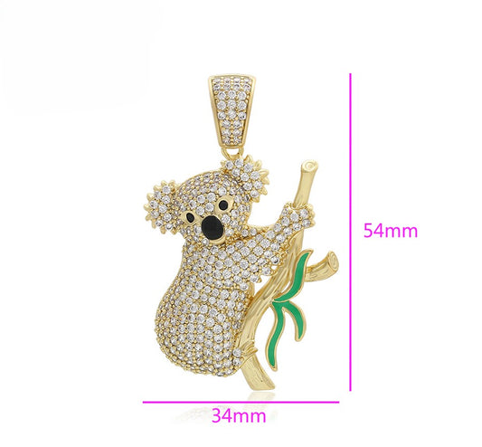 14K gold Plated Cute and Blingy Koala Bear Pendant