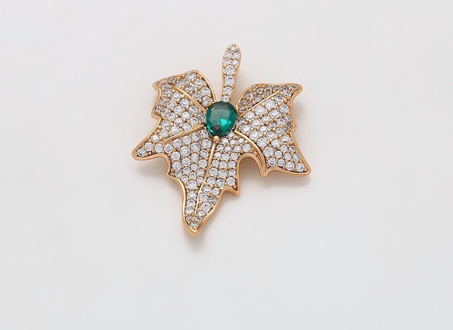 Sparkling Gold Leaf Drop Pendent - 18K Gold Plated!