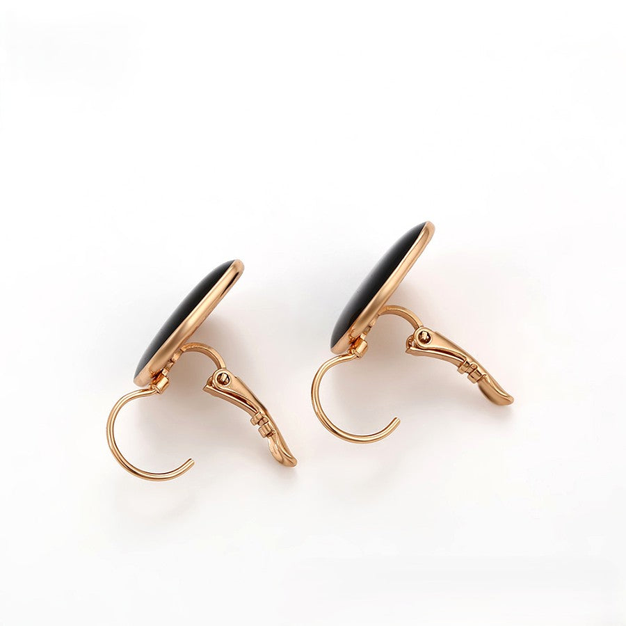 18K Gold Plated - Gold-Tone Black Onyx Square Drop Earrings