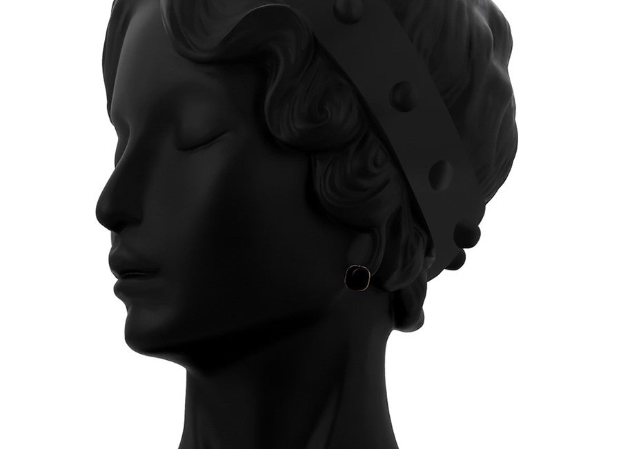 18K Gold Plated - Gold-Tone Black Onyx Square Drop Earrings