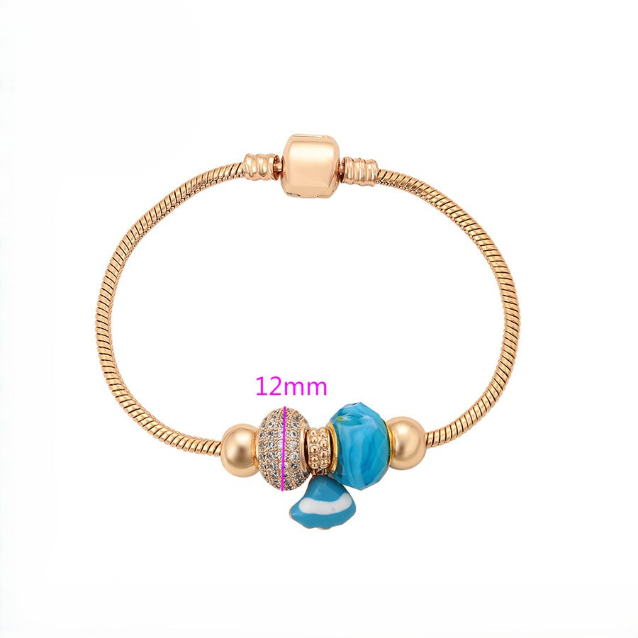 Ocean Blue Murano Glass Swirl Bead Bracelet