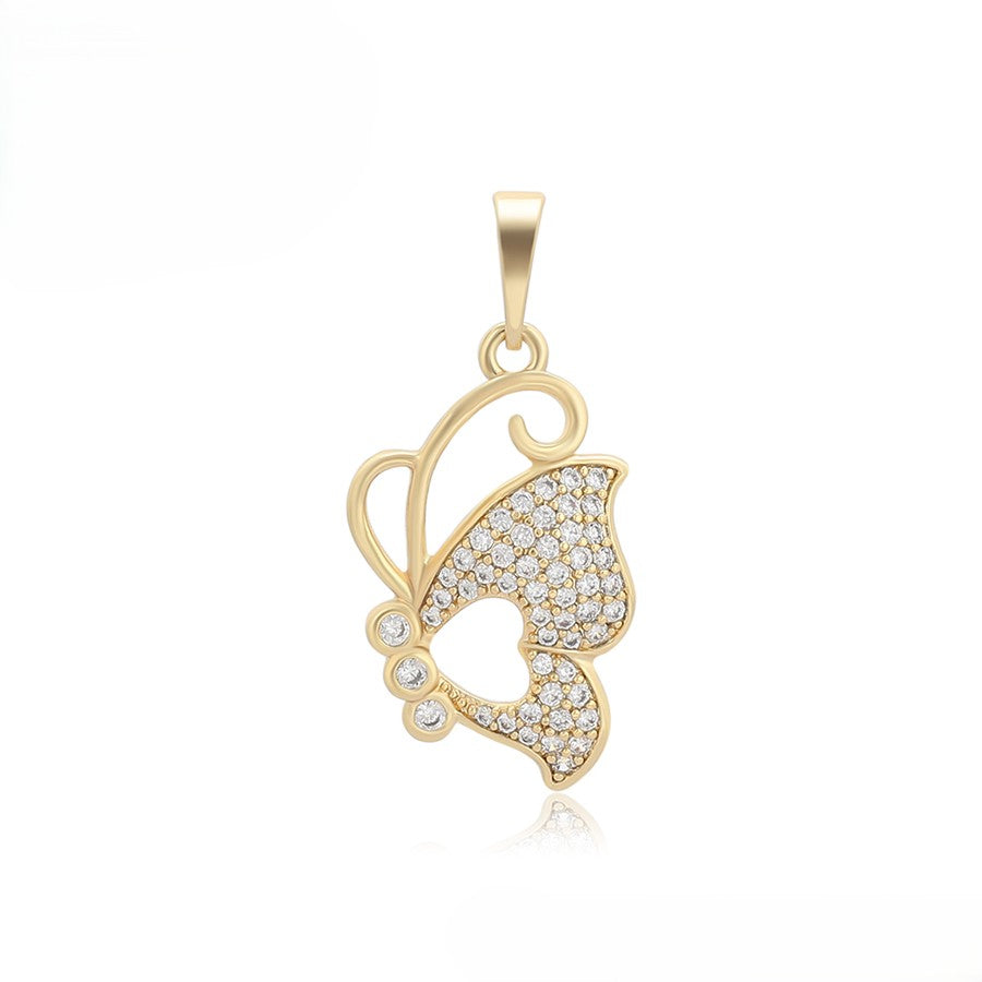 14K Gold Plated Butterfly Pendant with Crystal Pave