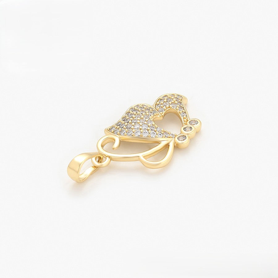 14K Gold Plated Butterfly Pendant with Crystal Pave