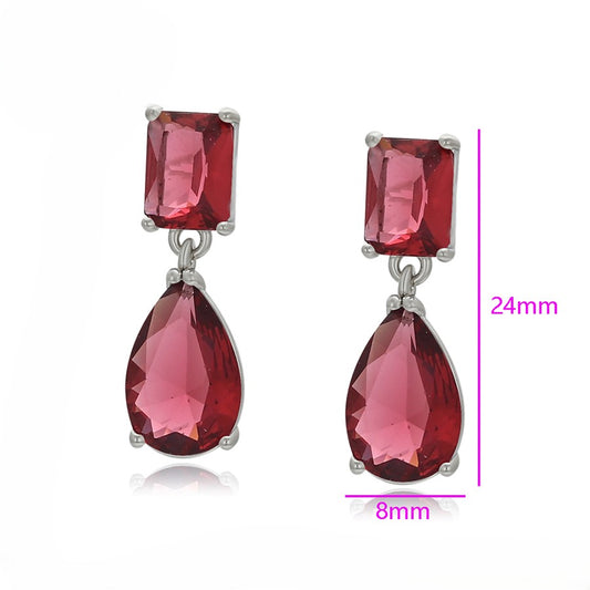 Scarlet Crimson Crystal Drop Earrings