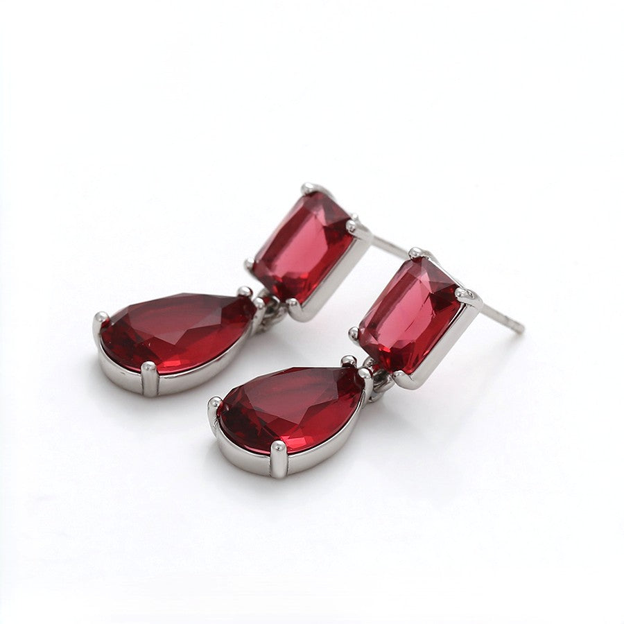 Scarlet Crimson Crystal Drop Earrings