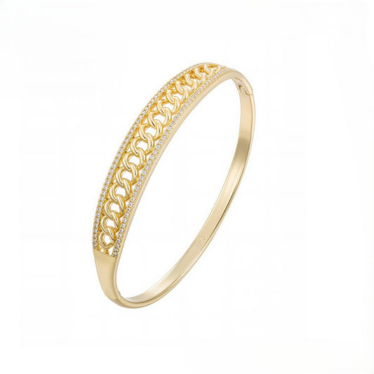 Shimmering Pave Crystal Interlocking Link Cuff Bangle Bracelet