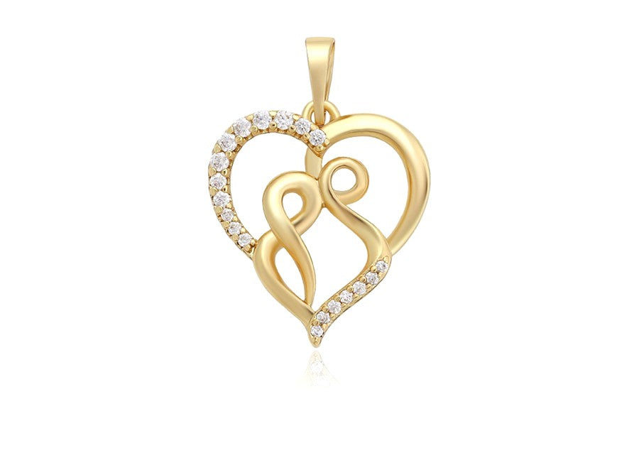 Solid 14k Gold Plated Open Heart Charm with Sparkling CZ