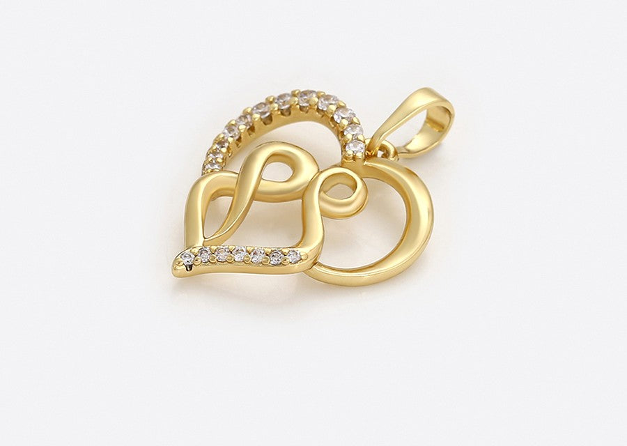 Solid 14k Gold Plated Open Heart Charm with Sparkling CZ