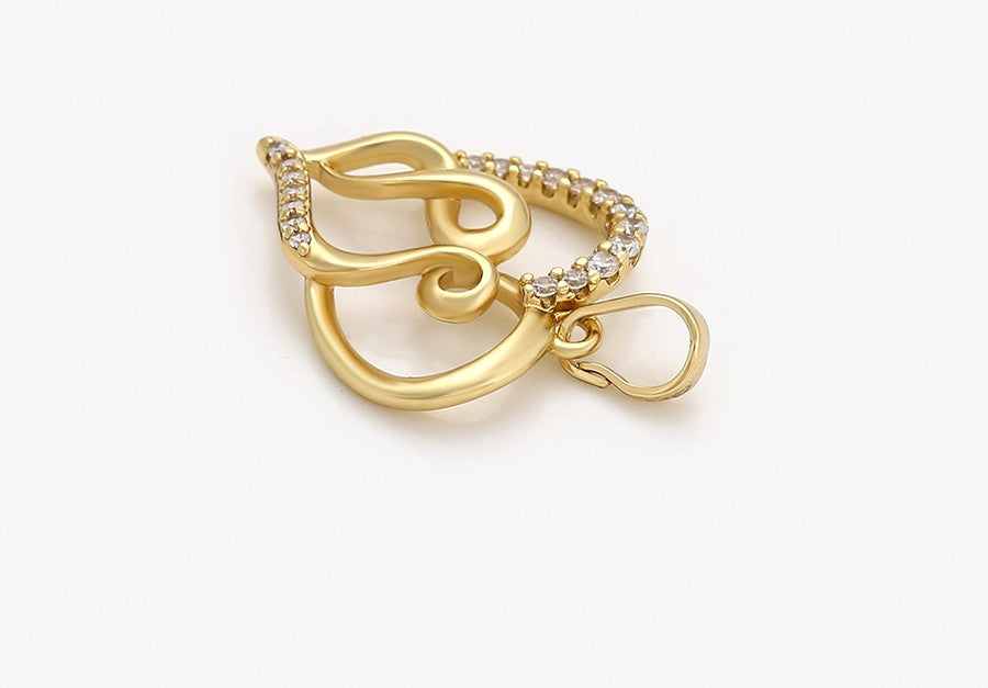 Solid 14k Gold Plated Open Heart Charm with Sparkling CZ