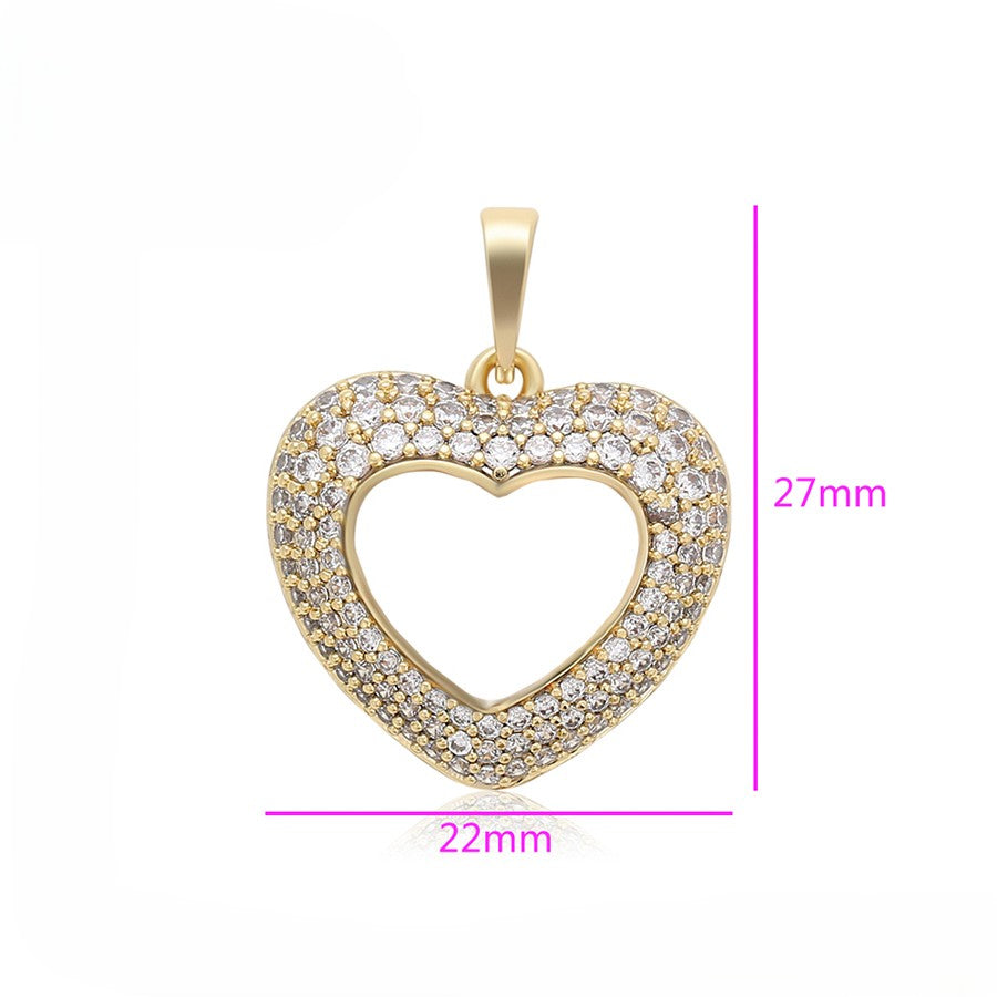 Romantic Gold Heart Pendant with Crystals - 14KGold Plated