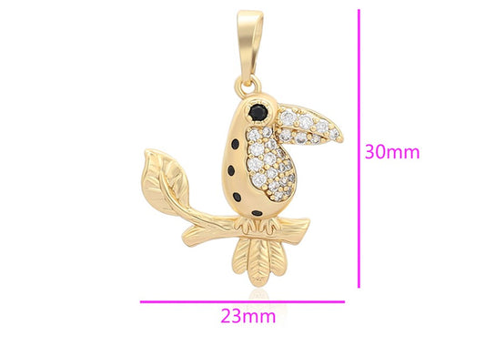 Golden Bird of Paradise Pendant - 14K Gold Plated