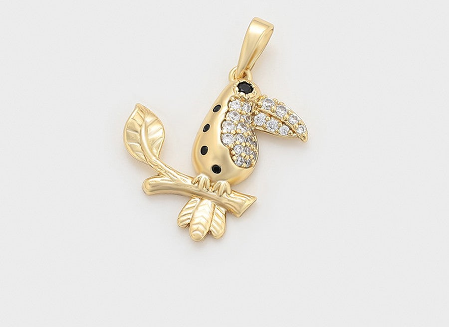 Golden Bird of Paradise Pendant - 14K Gold Plated