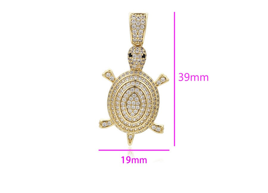 Men's / Women's Gold Crystal Turtle Pendant - Unique Animal Lover Gift
