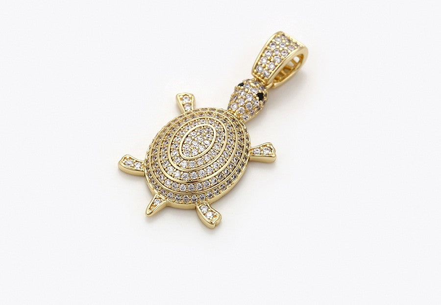 Men's / Women's Gold Crystal Turtle Pendant - Unique Animal Lover Gift
