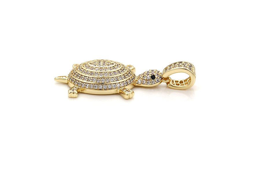 Men's / Women's Gold Crystal Turtle Pendant - Unique Animal Lover Gift