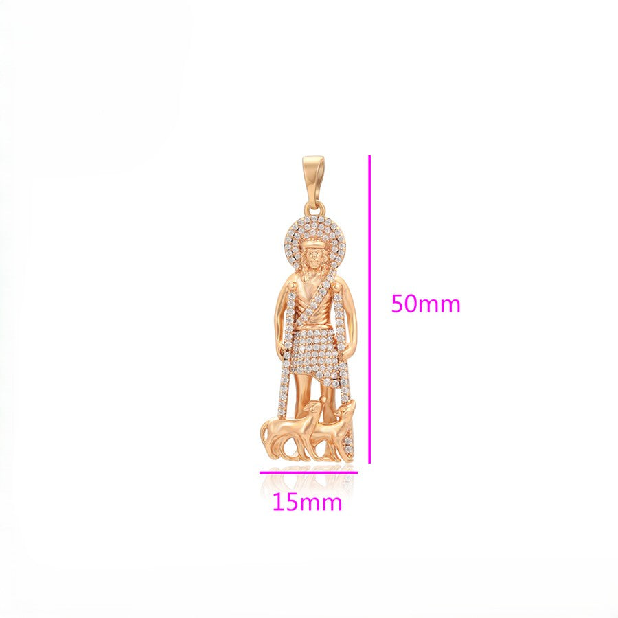 18K Gold Plated Saint Christopher Diamond Pendant