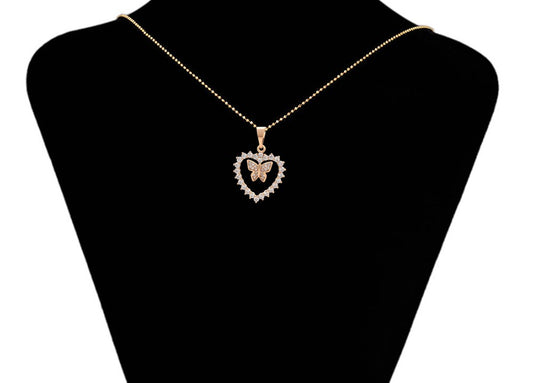 Mariposa Pave Crystal Butterfly Pendant | 18K Gold Plated Open Heart Flutter Necklace Charm