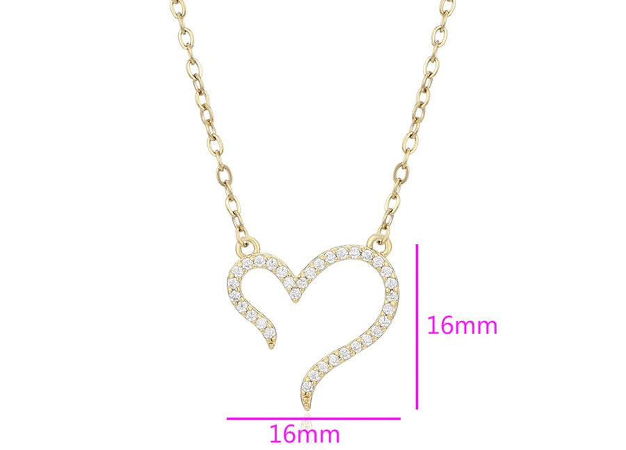 14K Gold Plated Dainty Open Heart Necklace