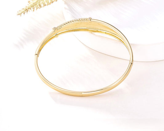 14K Gold Plated Domed Shield Bangle Bracelet