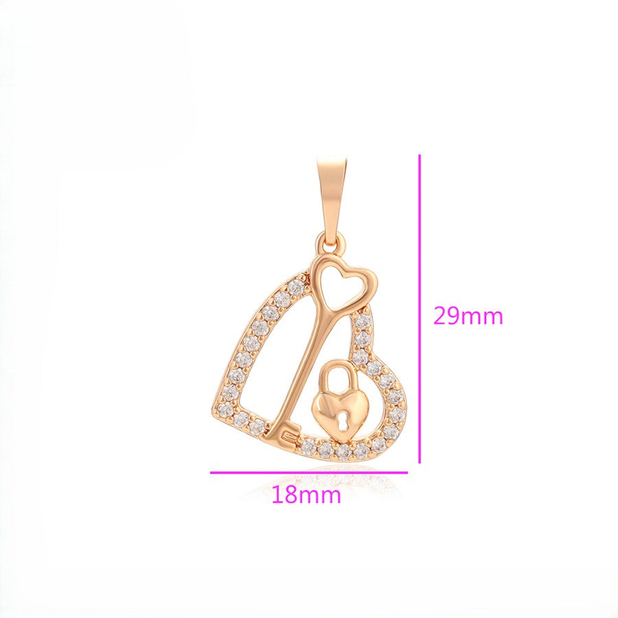 Key to My Heart Padlock Pendant | 18K Rose Gold Plated Open Heart Crystal Key & Lock Necklace Charm