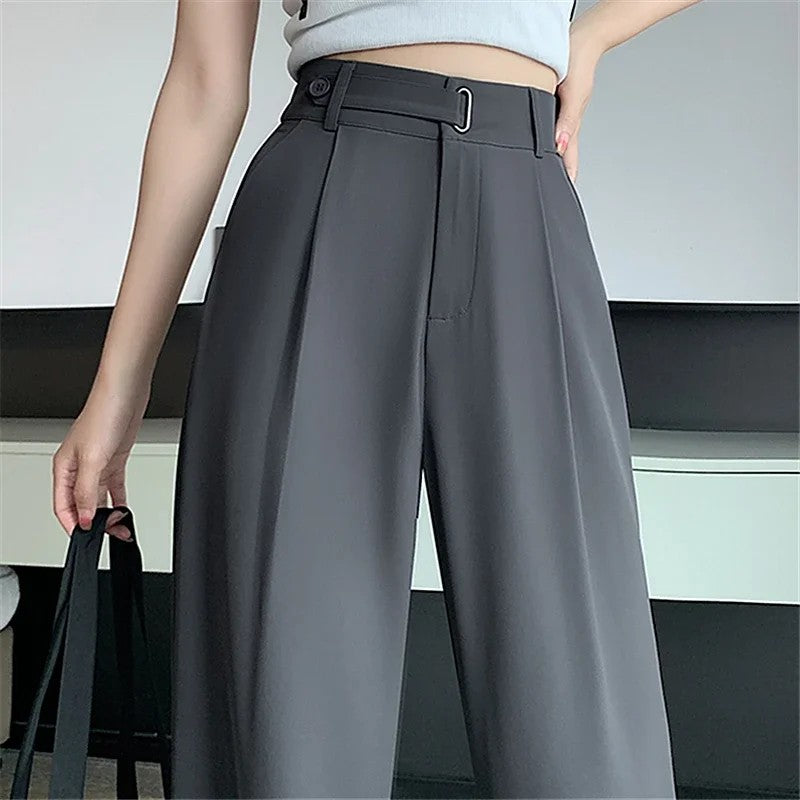 Summer Women's Casual Pants Wide Leg Pants Elegant Office Lady  High Waist Loose Trousers Female
