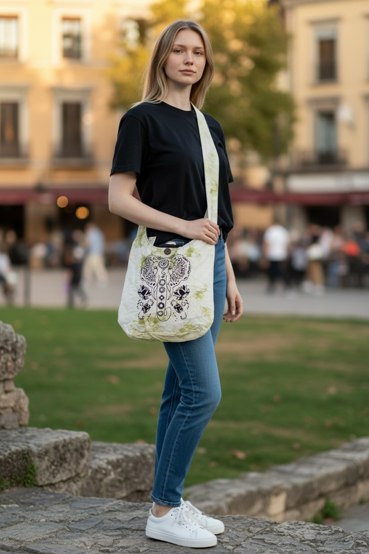 Elephant Print Tie-Dye Hobo Bag - 536PK