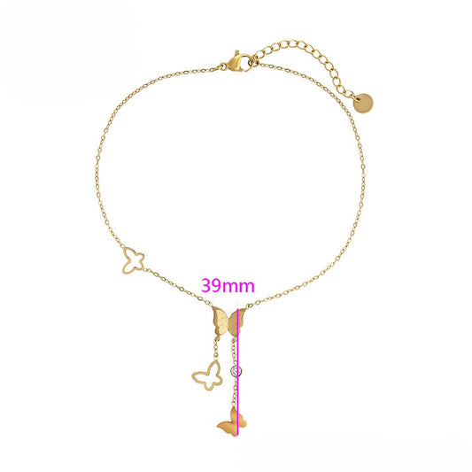 Stainless Steel Gold Plated Butterfly Anklet