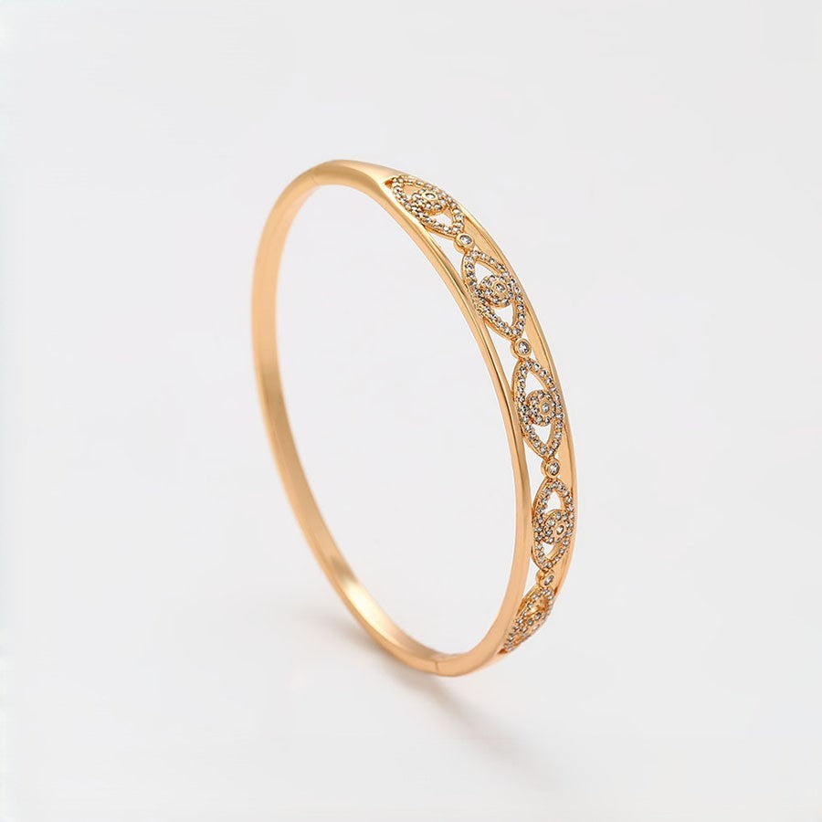 18K Rose Gold Plated Evil Eye Bangle Bracelet