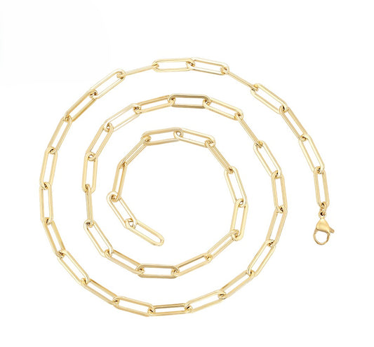 14K Gold Plated - Chunky Rectangular Link Necklace