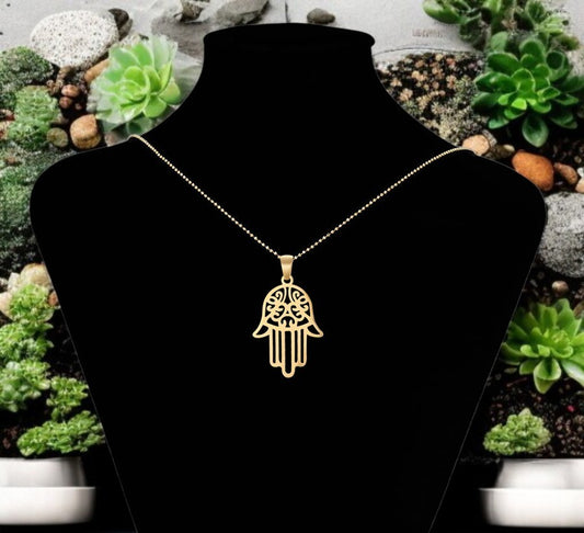 Protective 14K Gold Plated Hamas Hand Pendant with Evil Eye