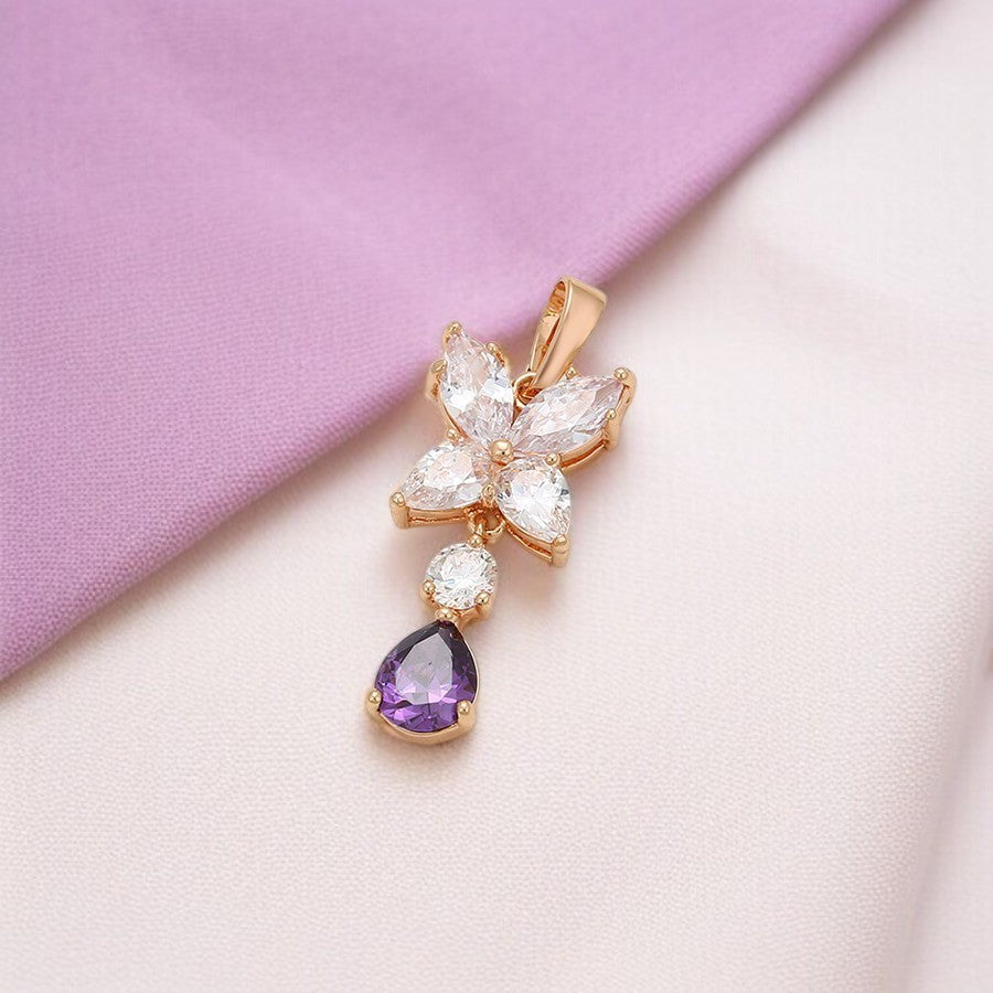 14K Rose Gold Plated Butterfly Pendant & Stud Earrings Set