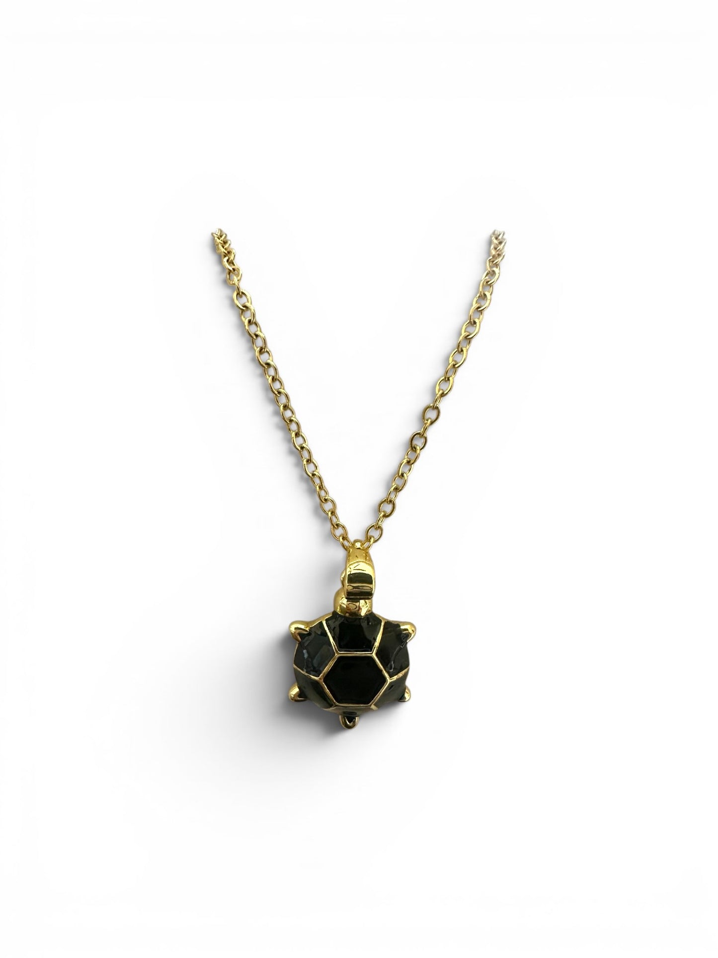Geometric Sea Black Turtle Necklace