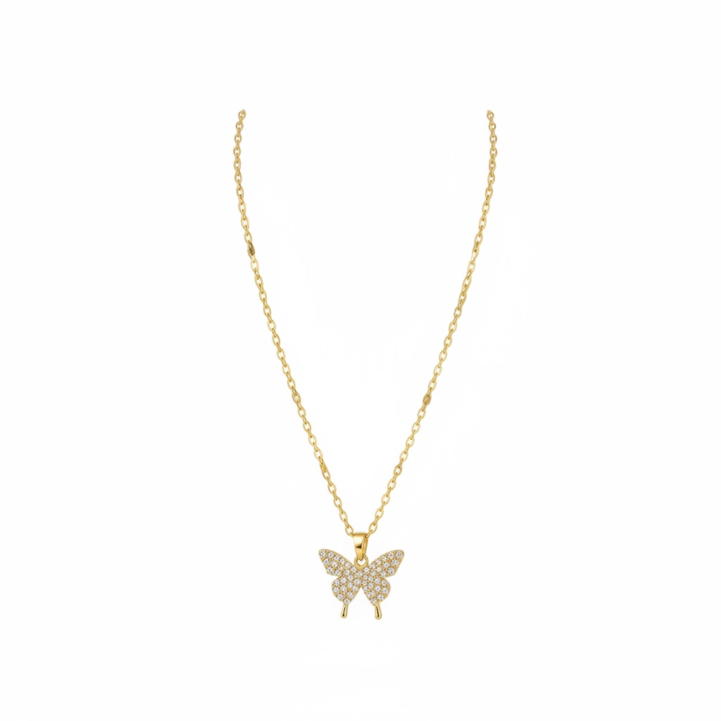 Butterfly Pave Pendant Necklace