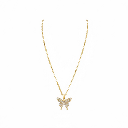 Butterfly Pave Pendant Necklace