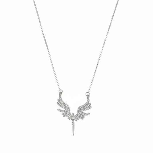 Guardian Angel Wings Pave Necklace