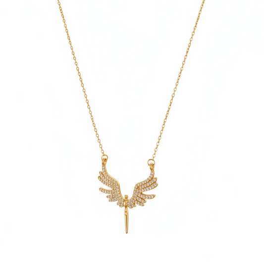 Guardian Angel Wings Pave Necklace