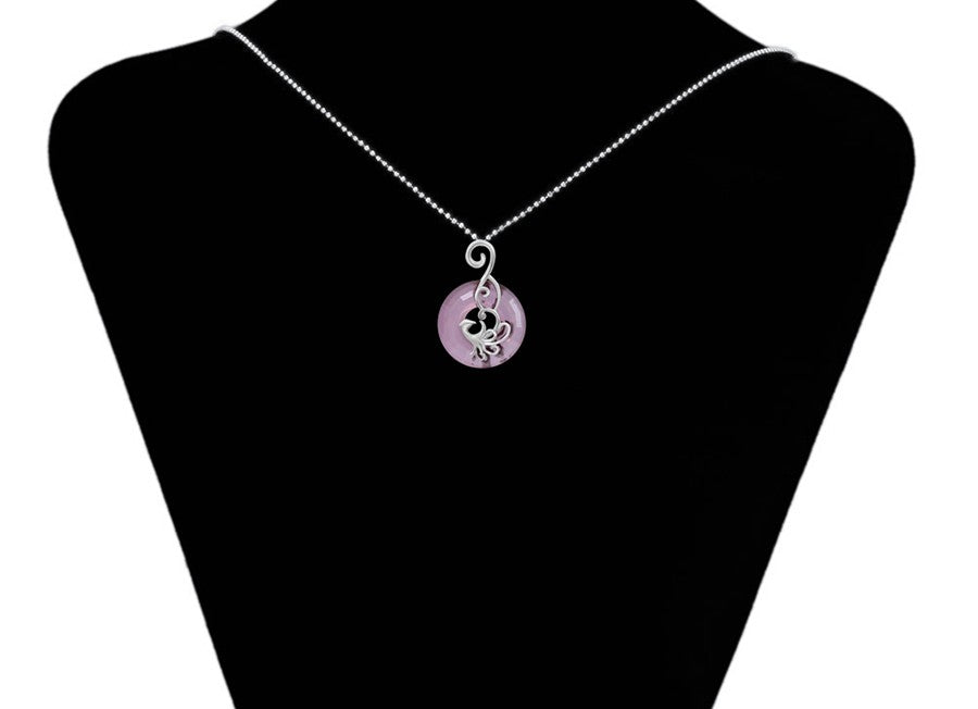 Phoenix Rising Amethyst Crystal Pendant | Platinum Plated Filigree Lavender Donut Necklace Charm