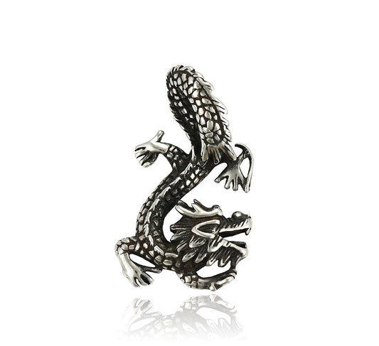 Antique Style Sterling Silver Eastern Dragon Pendant